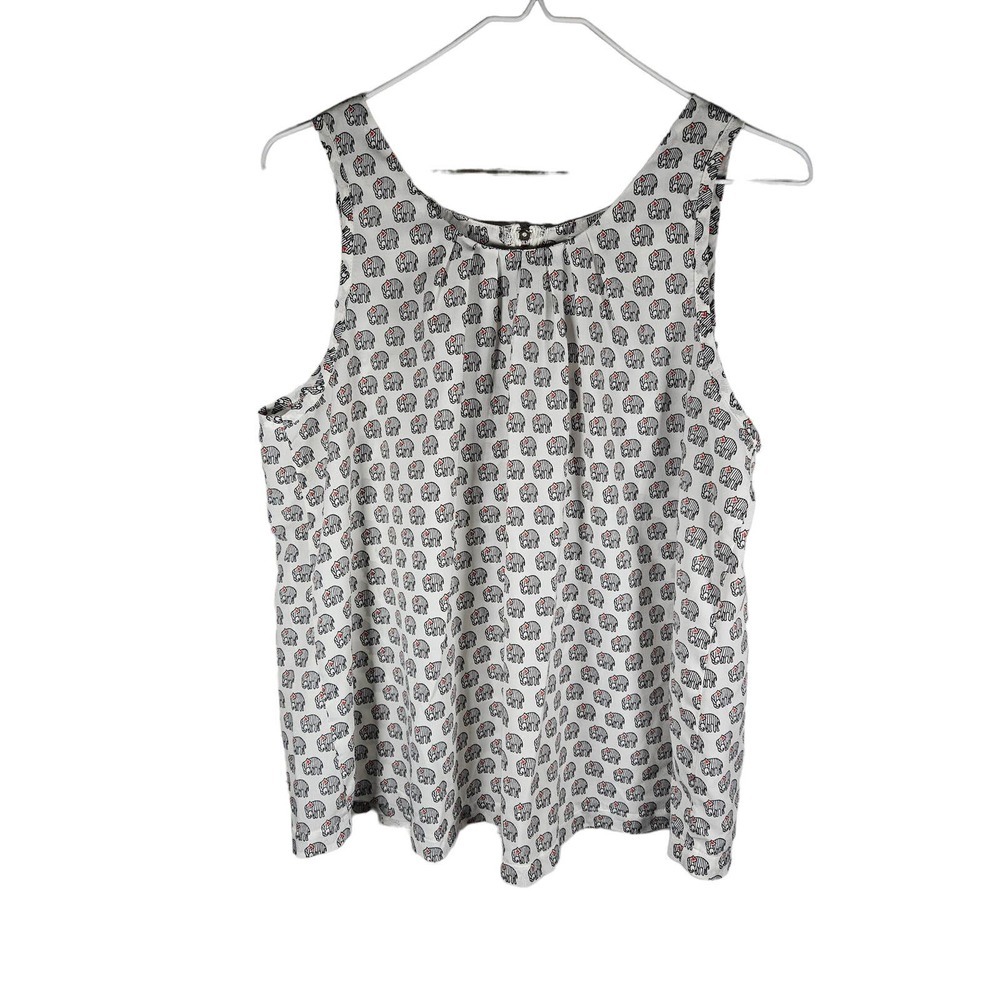 L.A Soul Womens Tank Blouse Elephants Back Zip White Black Red‎ Large